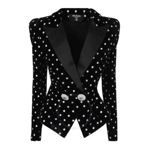 Balmain Black and White Polka Dot Blazer